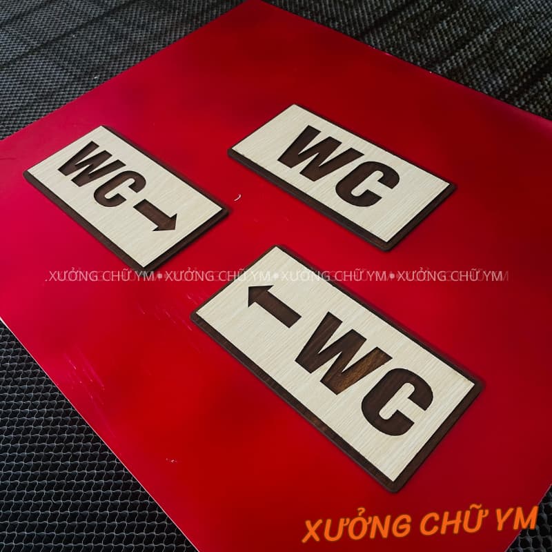Bảng WC Gỗ Laser 2 Sang Trọng, Biển Chỉ Nhà Vệ Sinh, Biển Chỉ Dẫn WC Gắn Tường